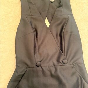 Uniqlo Navy Blue V-Neck Sleeveless Open Back Dress